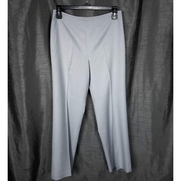 Isabella Light Gray Suit Shawl Collar Belted Jacket & Straight Leg Pants Size 8 - Picture 5 of 7